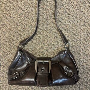 SHEIN Dark Brown Buckle Shoulder Bag